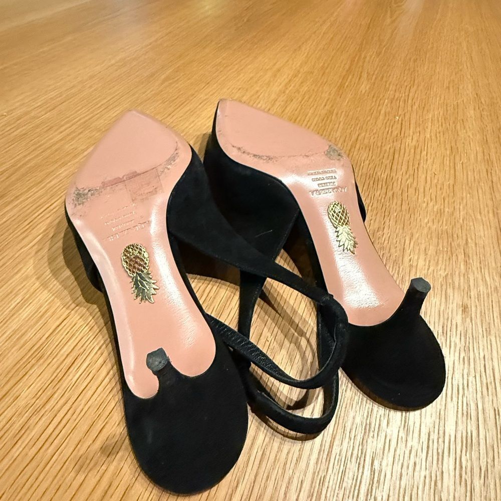 Aquazzura Love Me 45 Suede & Vinyl Slingback Pump - Picture 2 of 9